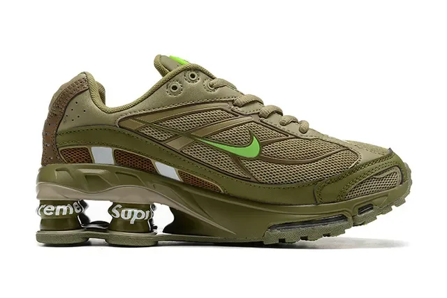 Nike Army Green Shox Column Heel Mesh And Synthetic Overlay Upper Lifestyle Sneakers 5