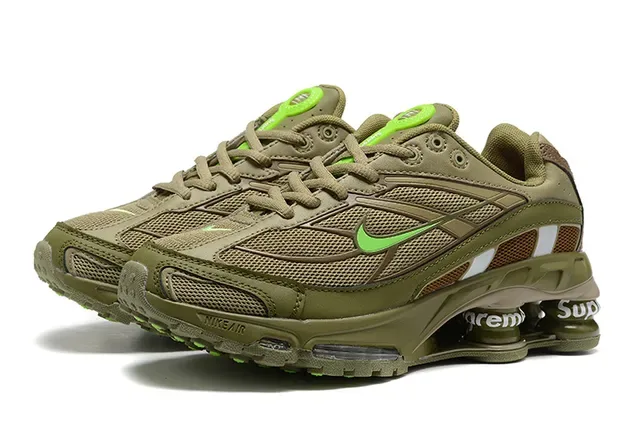 Nike Army Green Shox Column Heel Mesh And Synthetic Overlay Upper Lifestyle Sneakers 6