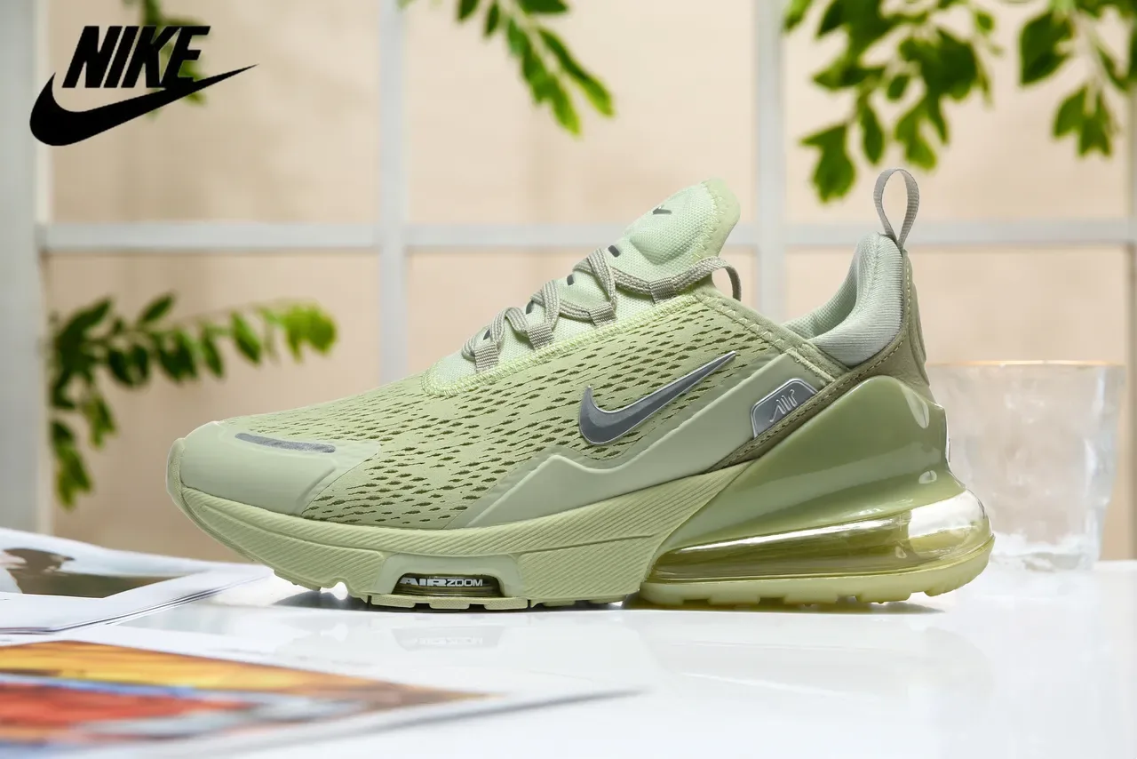 Nike Army Green Silver Engineered Mesh Upper Dual-Air Cushioning Lifestyle Sneakers 2