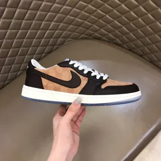 Nike Beige Black Monogram Canvas Upper Synthetic Overlays Lifestyle Sneakers