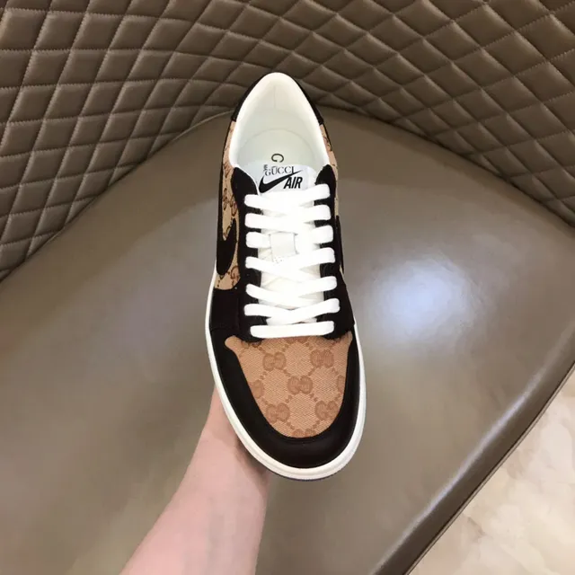 Nike Beige Black Monogram Canvas Upper Synthetic Overlays Lifestyle Sneakers 4
