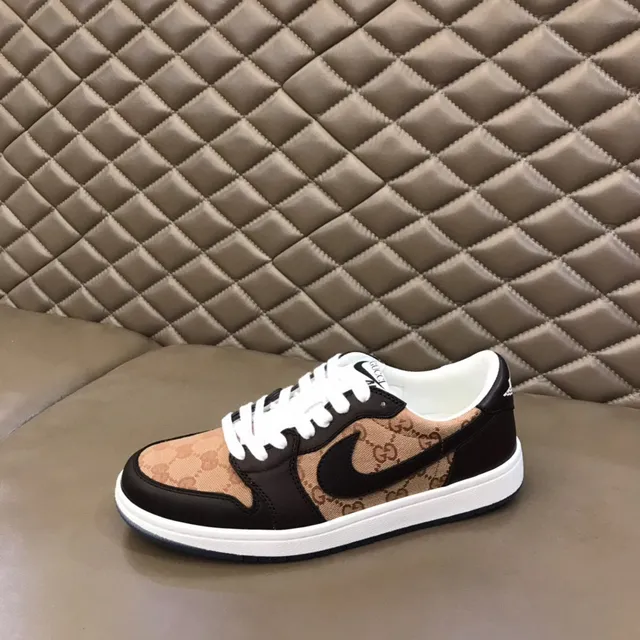 Nike Beige Black Monogram Canvas Upper Synthetic Overlays Lifestyle Sneakers 5