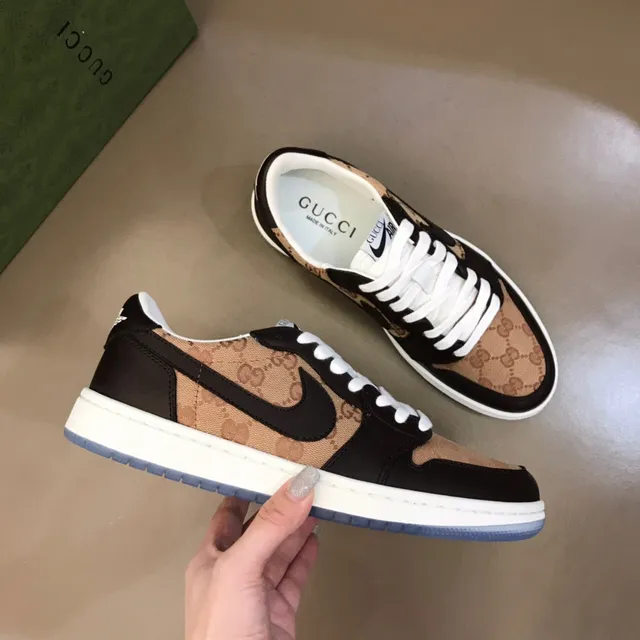 Nike Beige Black Monogram Canvas Upper Synthetic Overlays Lifestyle Sneakers 6
