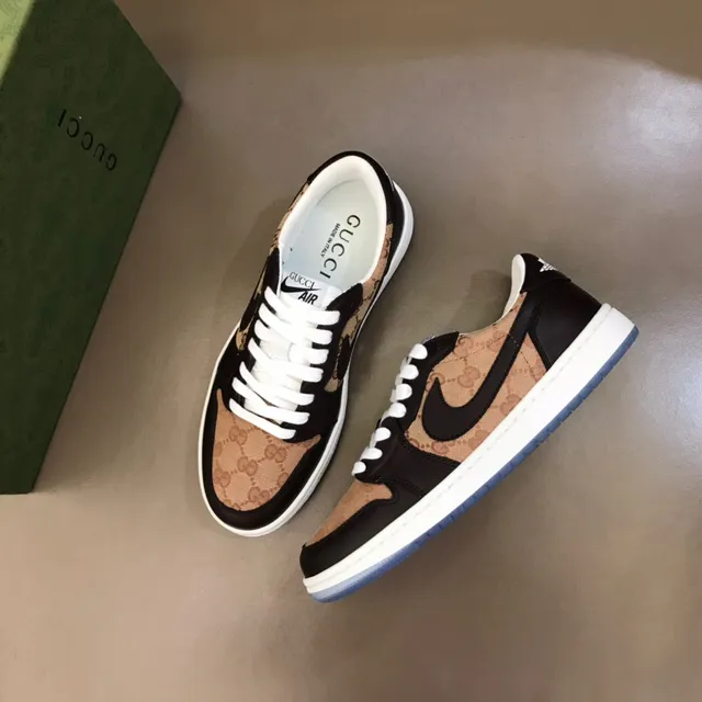Nike Beige Black Monogram Canvas Upper Synthetic Overlays Lifestyle Sneakers 8
