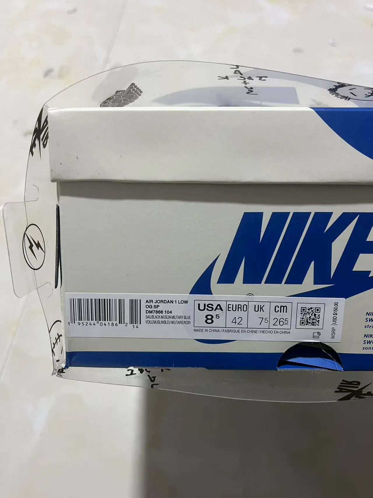 Nike Beige Blue Low-Top Leather Upper Lifestyle Sneakers 10