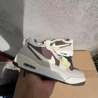 Nike Beige Brown Layered Upper Dual Strap Closure Lifestyle Sneakers