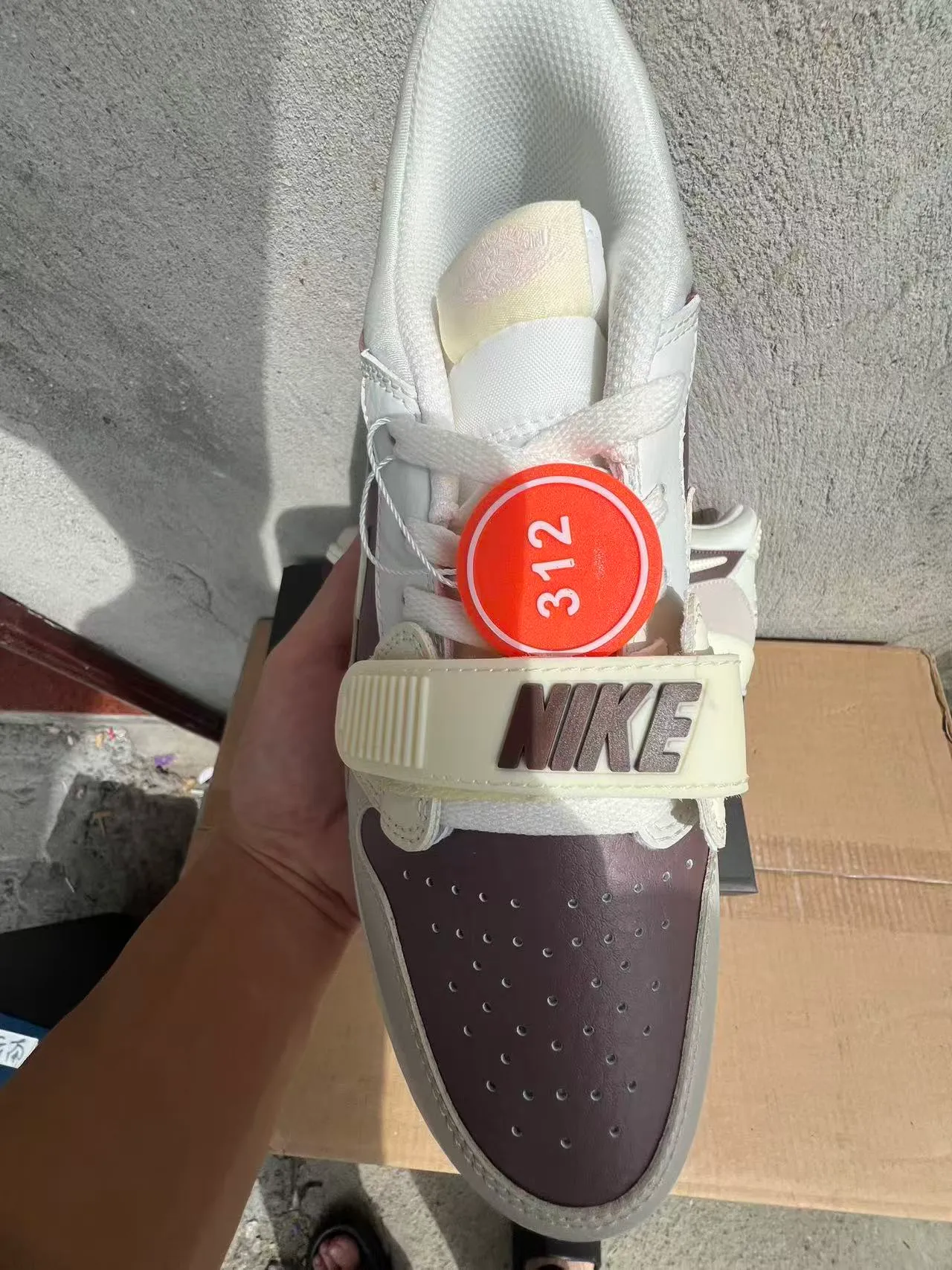 Nike Beige Brown Layered Upper Dual Strap Closure Lifestyle Sneakers 3