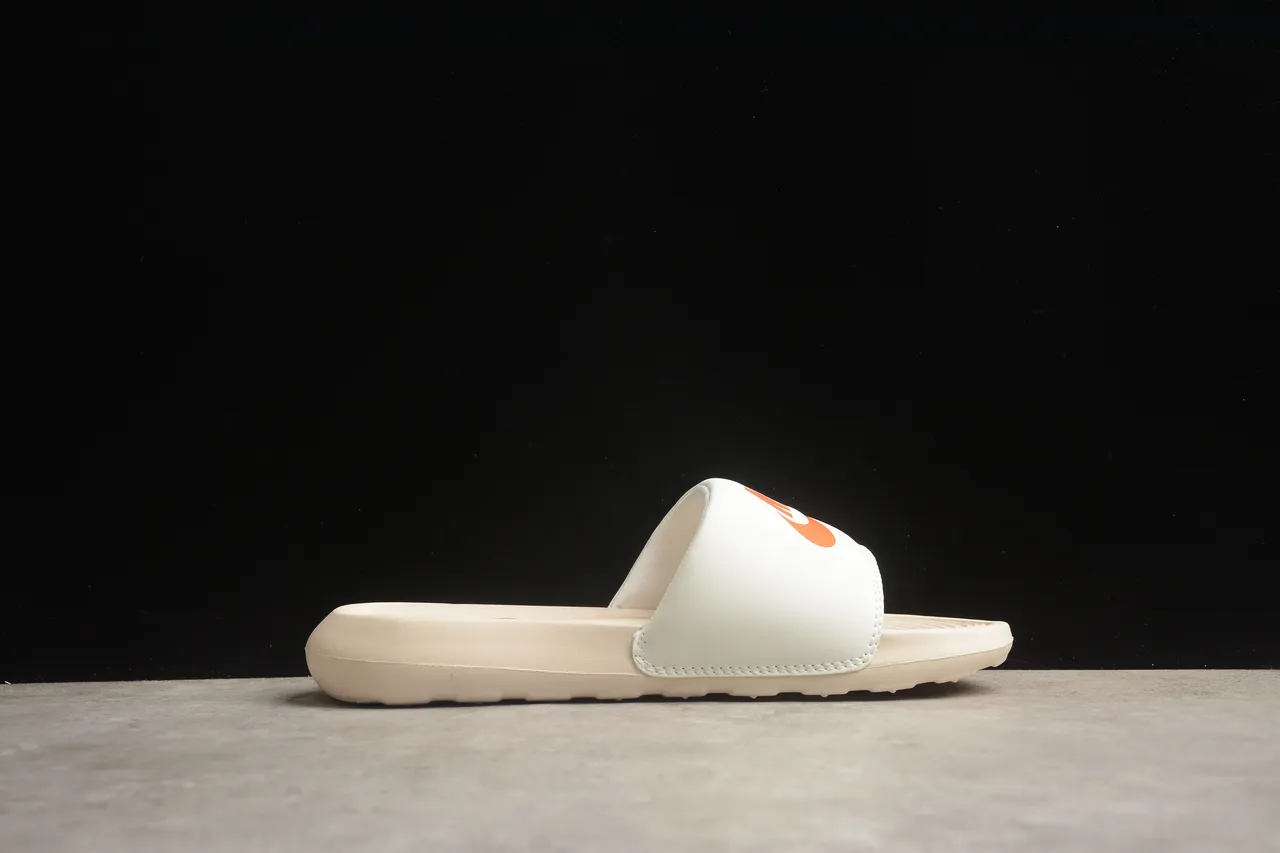 Nike Beige Orange Single-Strap Slide Molded Footbed Slippers 11