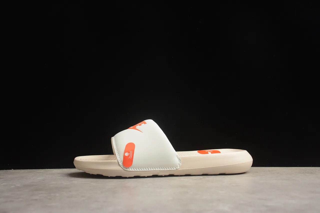 Nike Beige Orange Single-Strap Slide Molded Footbed Slippers 13
