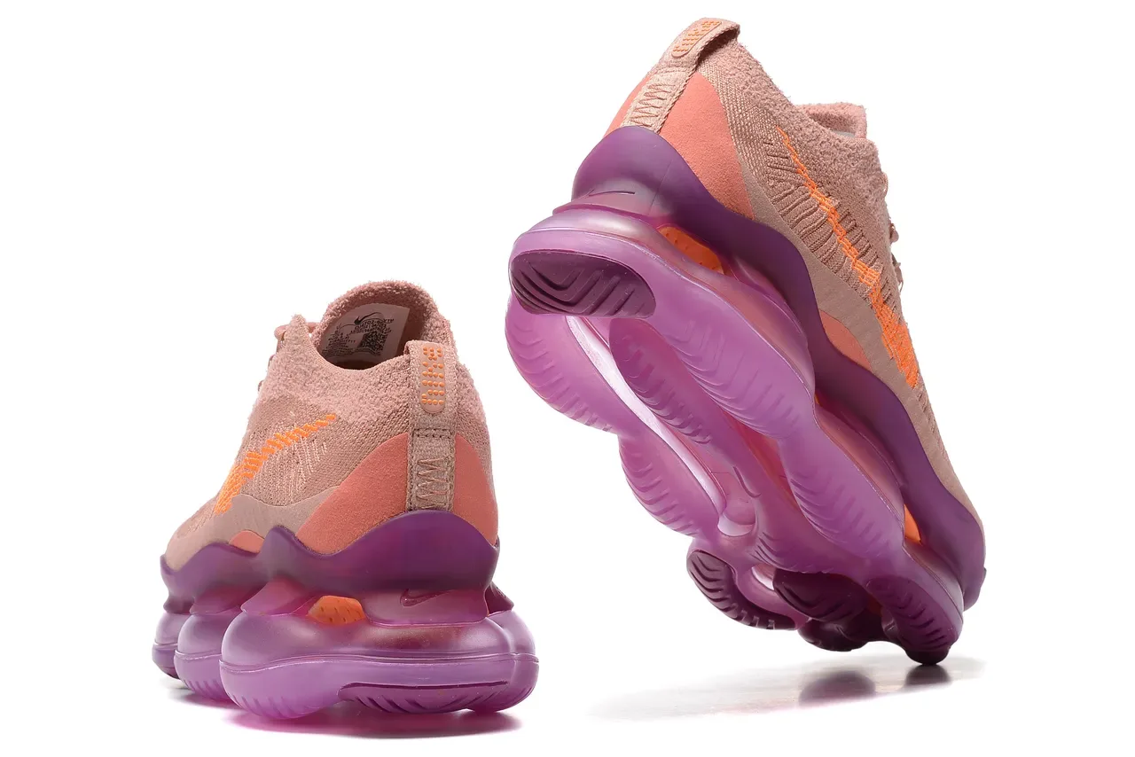 Nike Beige Purple Knit Upper Visible Air Cushioning Lifestyle Sneakers 2