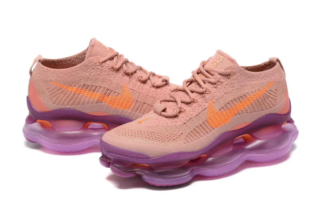 Nike Beige Purple Knit Upper Visible Air Cushioning Lifestyle Sneakers 5