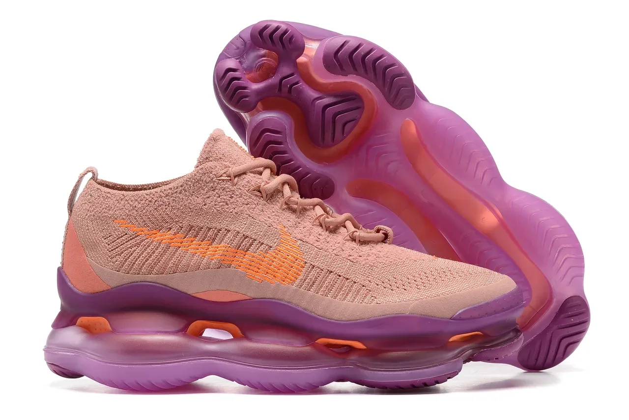 Nike Beige Purple Knit Upper Visible Air Cushioning Lifestyle Sneakers 6