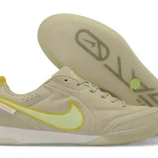 Nike Beige Yellow Suede Upper Low-Top Indoor Soccer Shoes