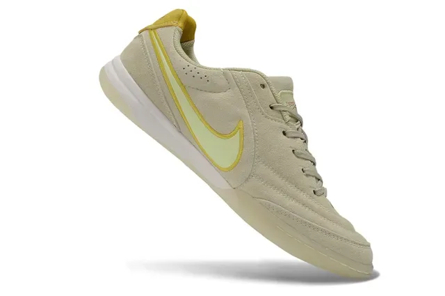 Nike Beige Jaune Daim Chaussures de Football Indoor Basse 2