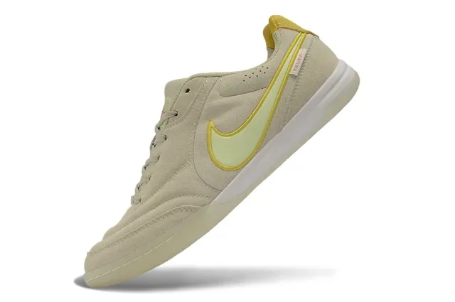 Nike Beige Jaune Daim Chaussures de Football Indoor Basse 3