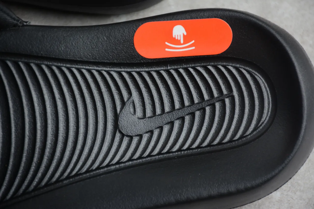 Nike Benassi Black White Orange Slippers 3