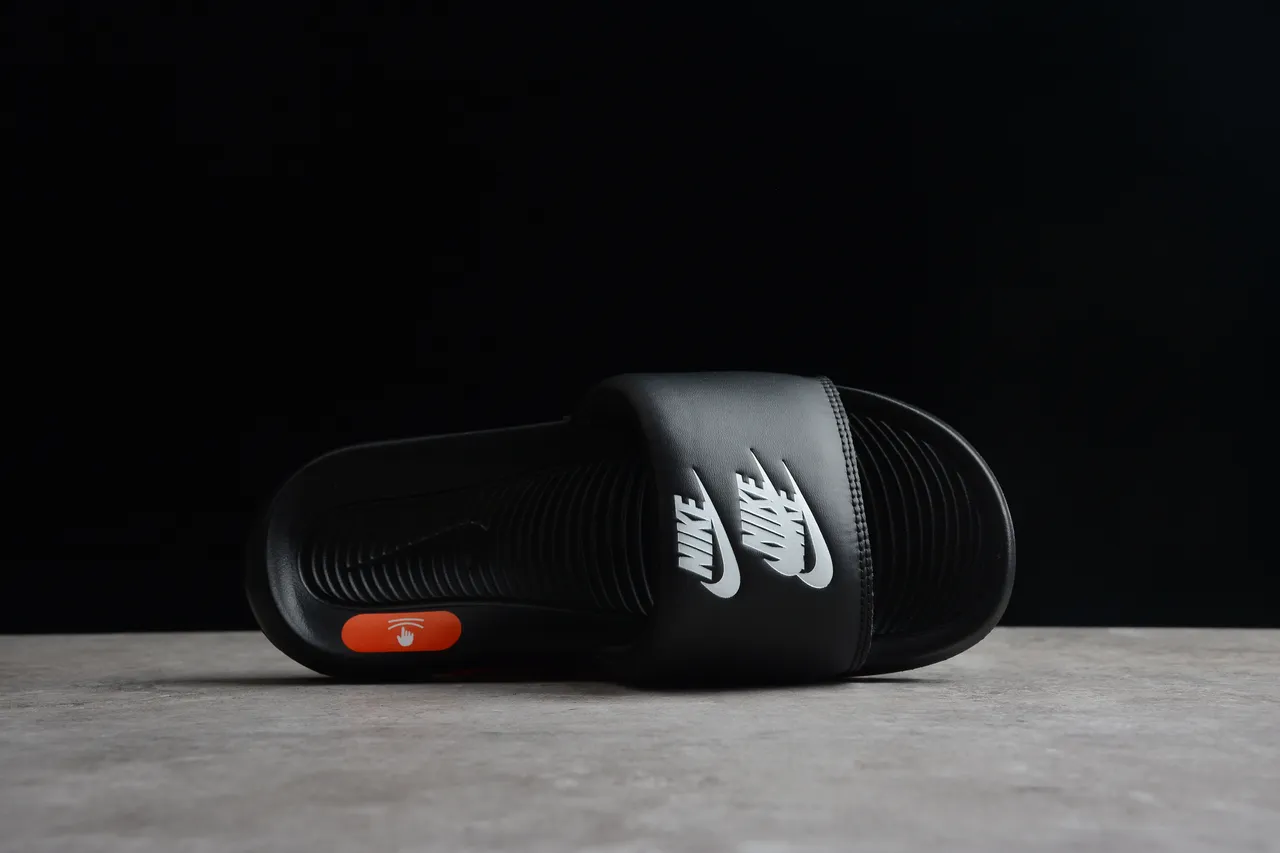 Nike Benassi Black White Orange Slippers 10
