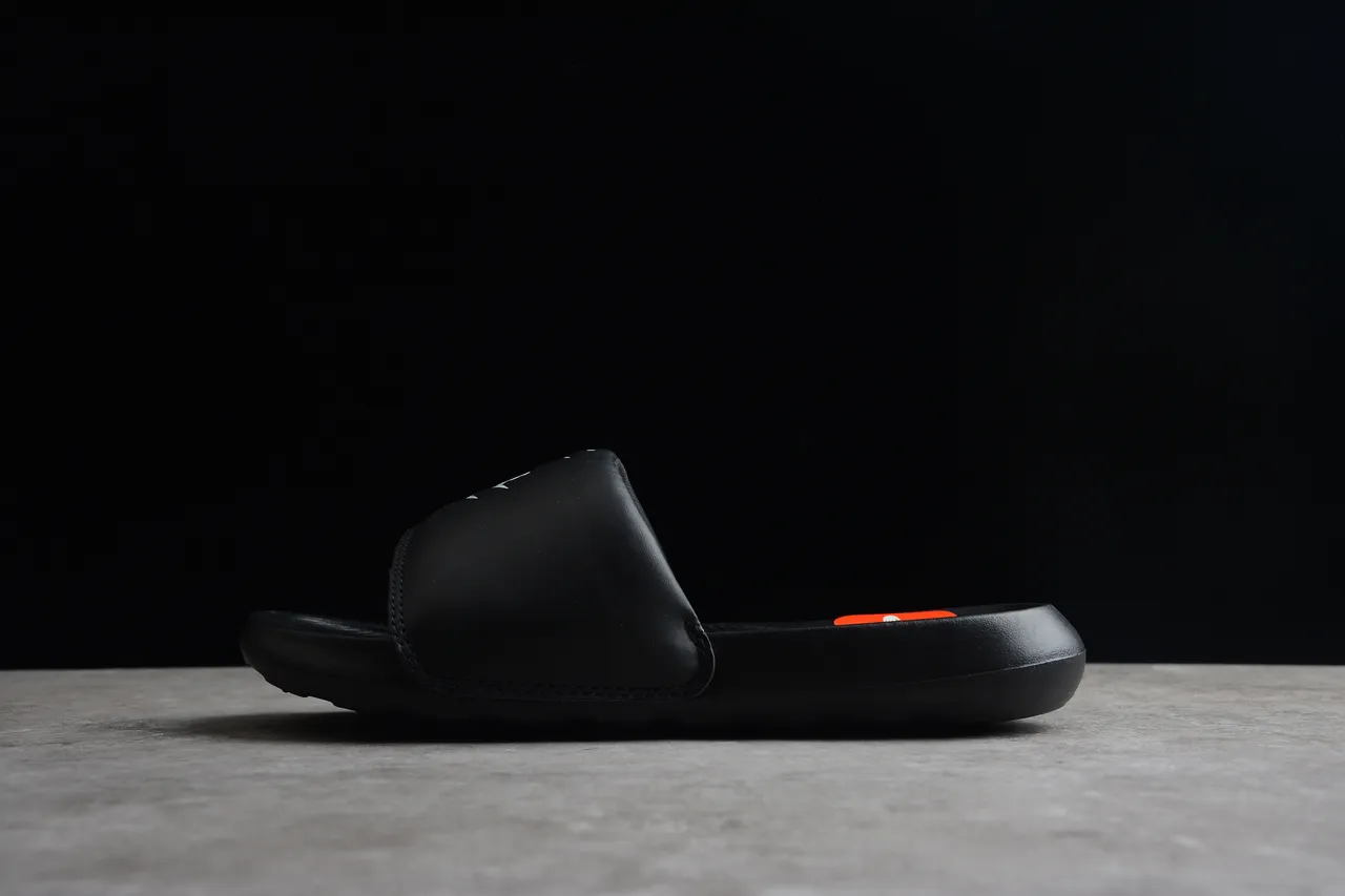 Nike Benassi Black White Orange Slippers 13