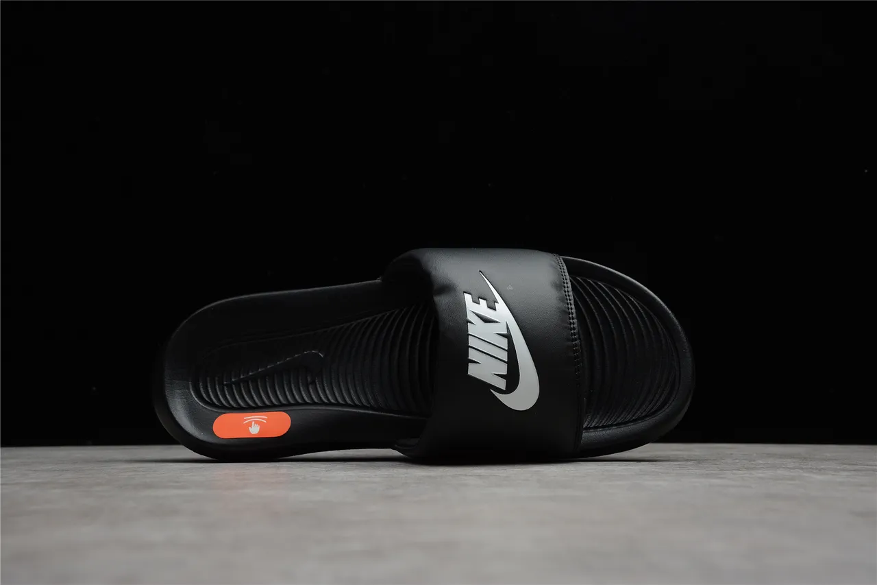 Nike Benassi JDI Black White Orange Slippers 4