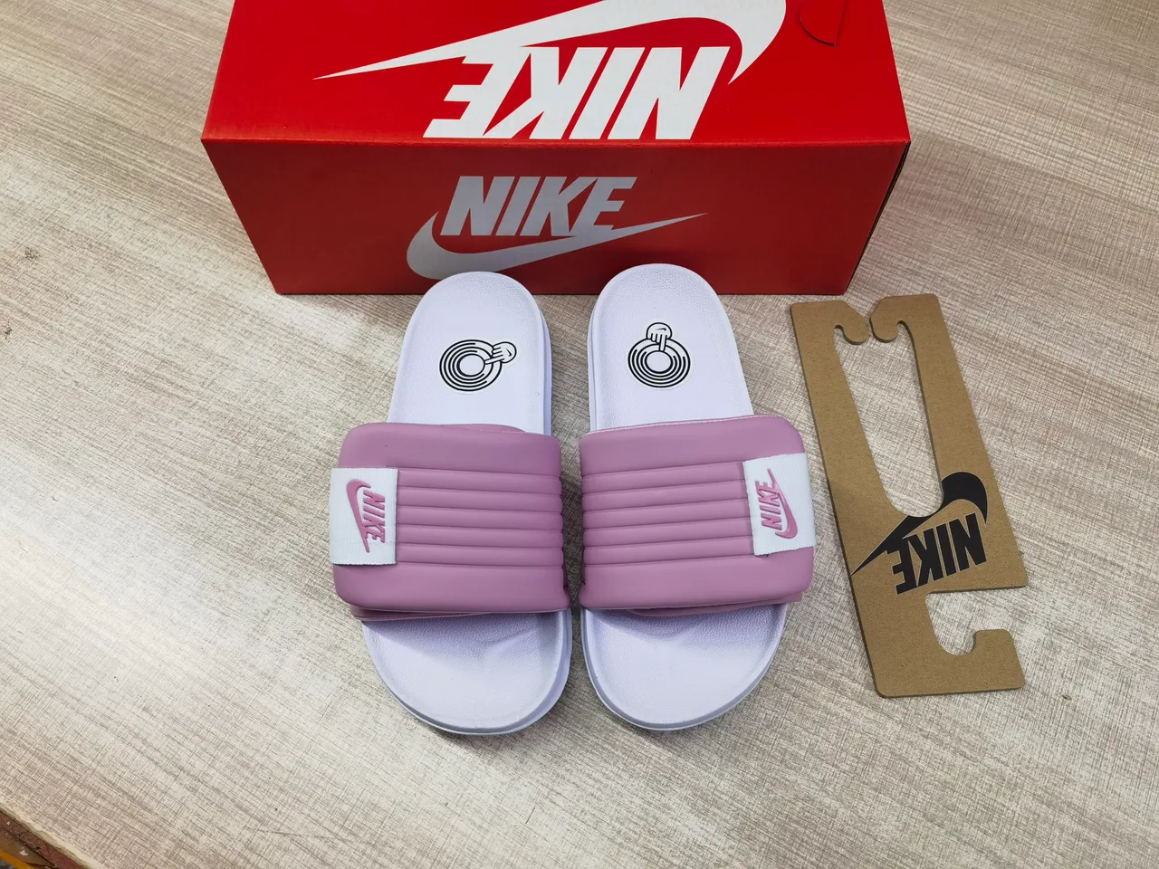 Nike Benassi JDI Dusty Pink and Lavender Slippers 6