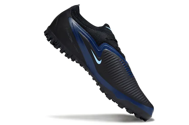 Nike Noir Bleu Coupe Basse Haut Tricot Lacets Asymétriques Chaussures de Football Turf 2