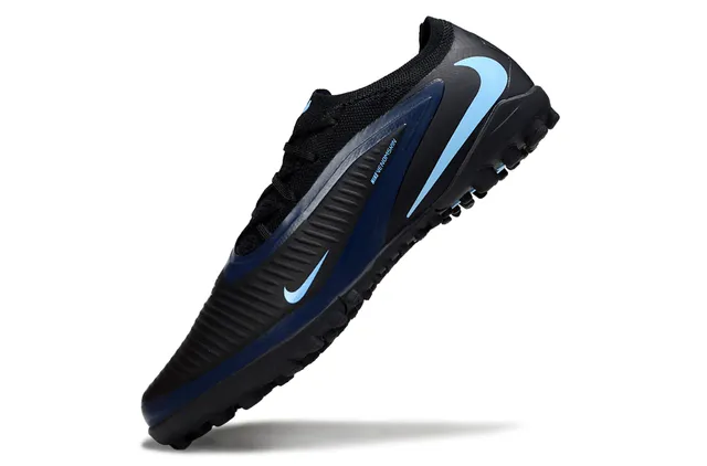Nike Noir Bleu Coupe Basse Haut Tricot Lacets Asymétriques Chaussures de Football Turf 3