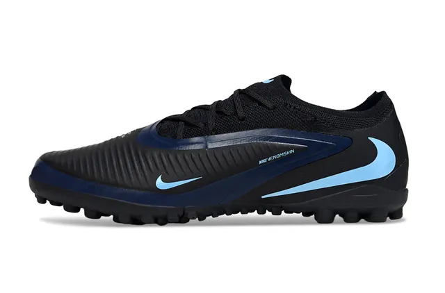 Nike Noir Bleu Coupe Basse Haut Tricot Lacets Asymétriques Chaussures de Football Turf 6