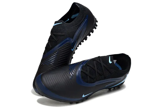 Nike Noir Bleu Coupe Basse Haut Tricot Lacets Asymétriques Chaussures de Football Turf 7