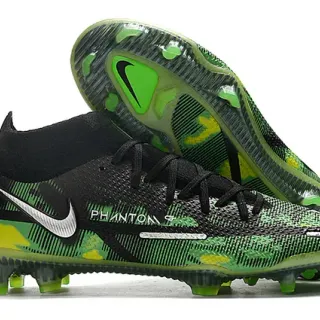 Nike Black Green High-Cut Sock-Fit Collar Camouflage-Patterned Synthetic Upper Firm-Ground Soccer Shoes