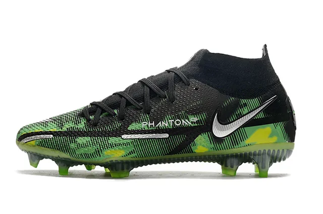 Nike Noir Vert Haut-Coupé Collet Ajusté Chaussette Motif Camouflage Empeigne Synthétique Terrain Firme Chaussures De Football 5