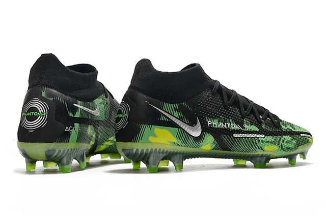 Nike Noir Vert Haut-Coupé Collet Ajusté Chaussette Motif Camouflage Empeigne Synthétique Terrain Firme Chaussures De Football 7