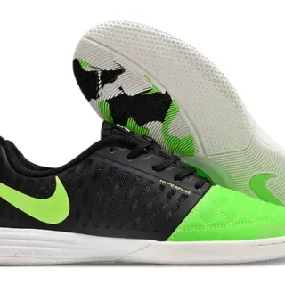 Nike Black Green Low-Top Quilted Toe Cap Indoor Soccer Shoes