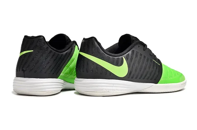 Nike Black Green Low-Top Quilted Toe Cap Indoor Soccer Shoes 4