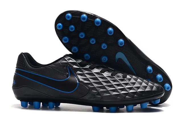Nike Noir Orange Matelassé Diamant Synthétique Haut Bas-Coupé Bottine de Football Terrain Ferme Chaussures de Football 2