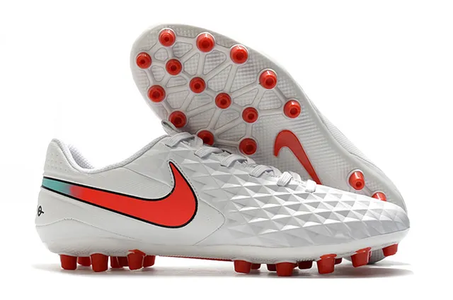 Nike Noir Orange Matelassé Diamant Synthétique Haut Bas-Coupé Bottine de Football Terrain Ferme Chaussures de Football 6