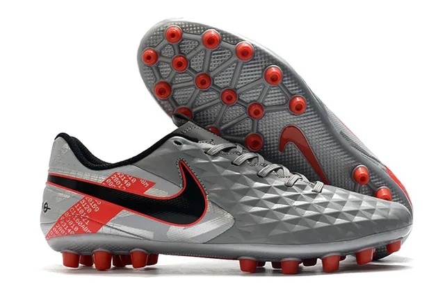 Nike Noir Orange Matelassé Diamant Synthétique Haut Bas-Coupé Bottine de Football Terrain Ferme Chaussures de Football 7