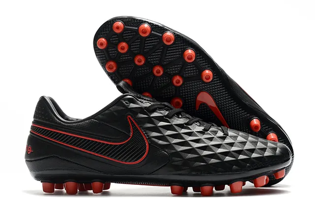 Nike Noir Orange Matelassé Diamant Synthétique Haut Bas-Coupé Bottine de Football Terrain Ferme Chaussures de Football 9