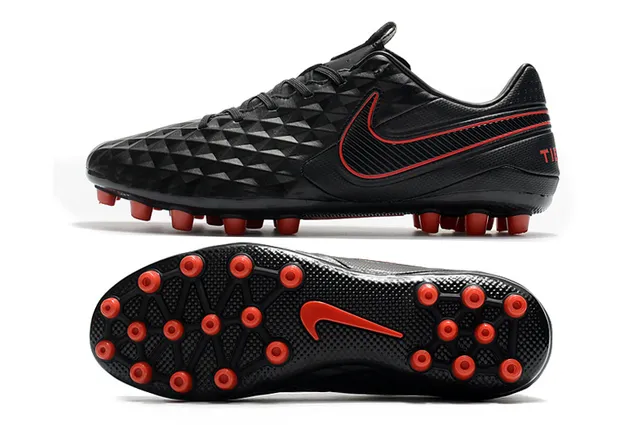 Nike Noir Orange Matelassé Diamant Synthétique Haut Bas-Coupé Bottine de Football Terrain Ferme Chaussures de Football 16