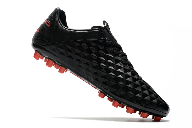 Nike Noir Orange Matelassé Diamant Synthétique Haut Bas-Coupé Bottine de Football Terrain Ferme Chaussures de Football 17