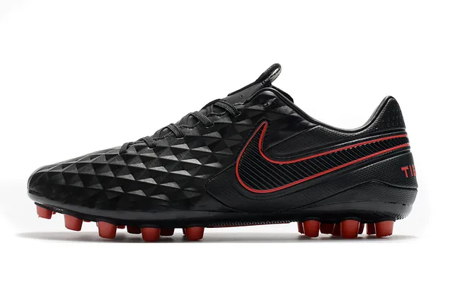 Nike Noir Orange Matelassé Diamant Synthétique Haut Bas-Coupé Bottine de Football Terrain Ferme Chaussures de Football 19