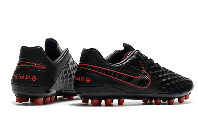 Nike Noir Orange Matelassé Diamant Synthétique Haut Bas-Coupé Bottine de Football Terrain Ferme Chaussures de Football 21