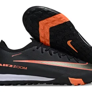 Nike काला नारंगी लो-कट निट अपर टर्फ फुटबॉल जूते