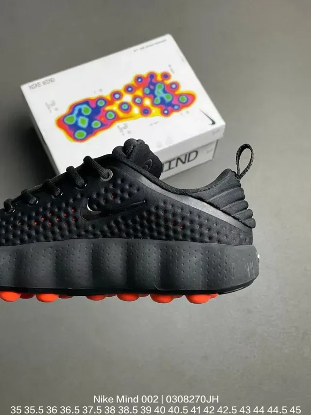 Nike Black Orange Perforated Knit Upper Sculpted Segmented Midsole Lifestyle Sneakers 5