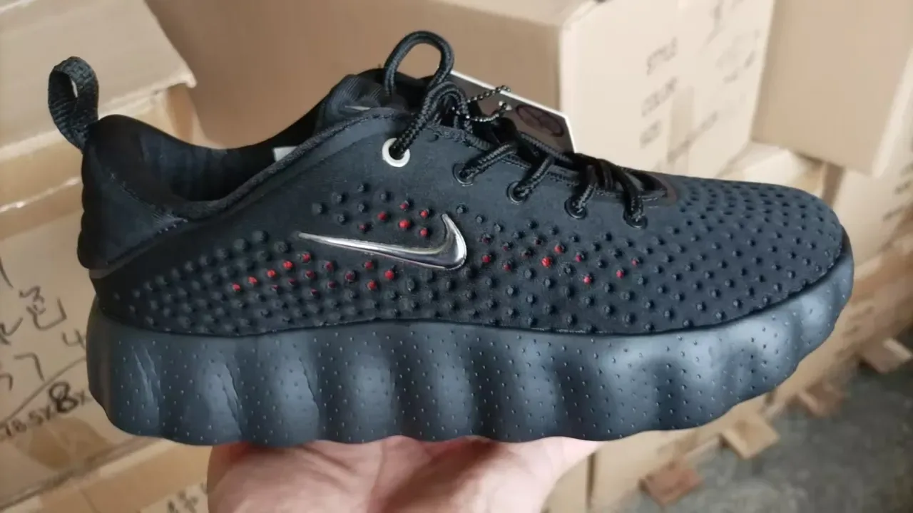 Nike Black Orange Perforated Knit Upper Sculpted Segmented Midsole Lifestyle Sneakers 7
