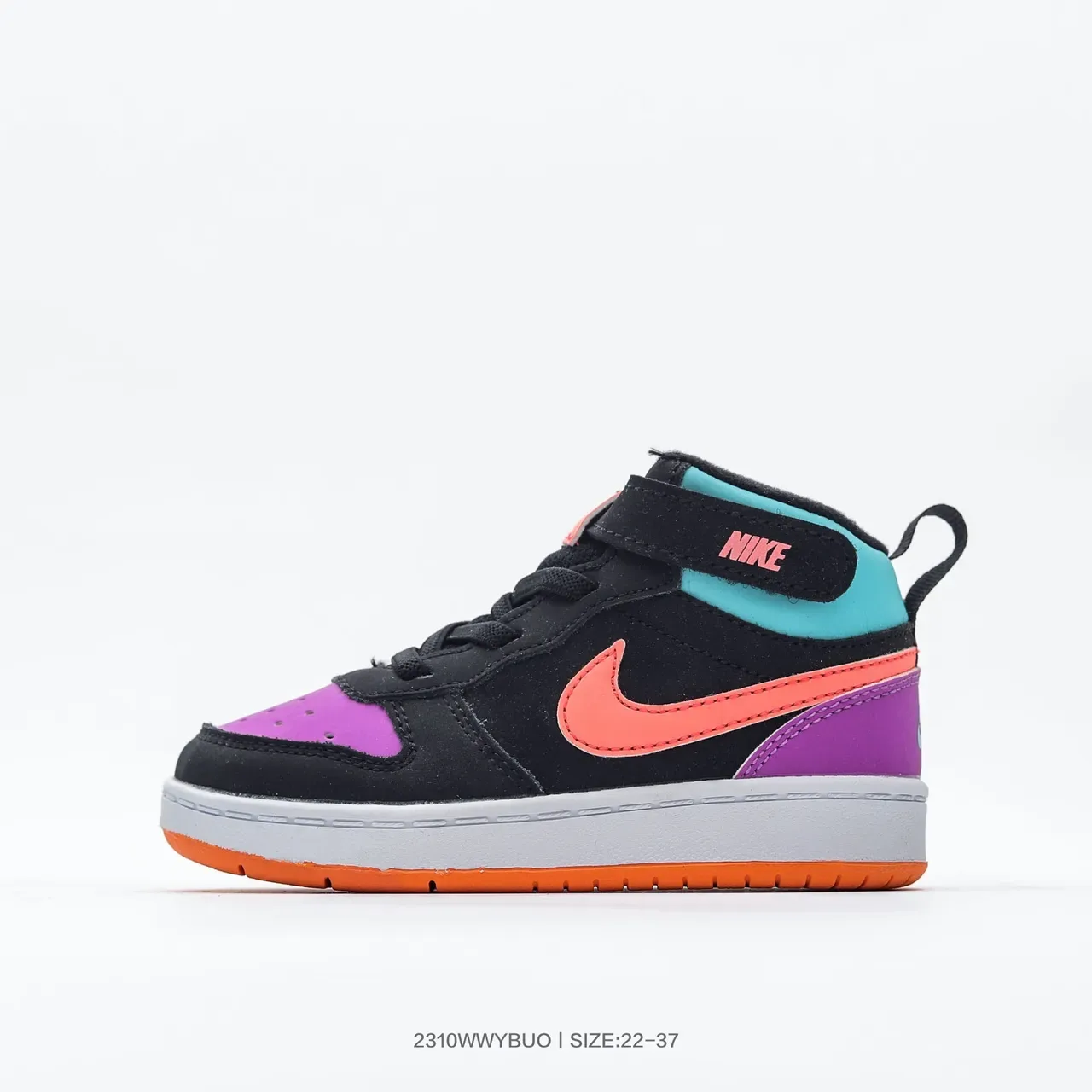 Nike Black Pink High-Top Ankle Strap Lifestyle Sneakers 24