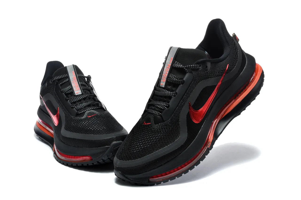 Nike Black Red Knit Upper Metallic Swoosh Lifestyle Sneakers 2