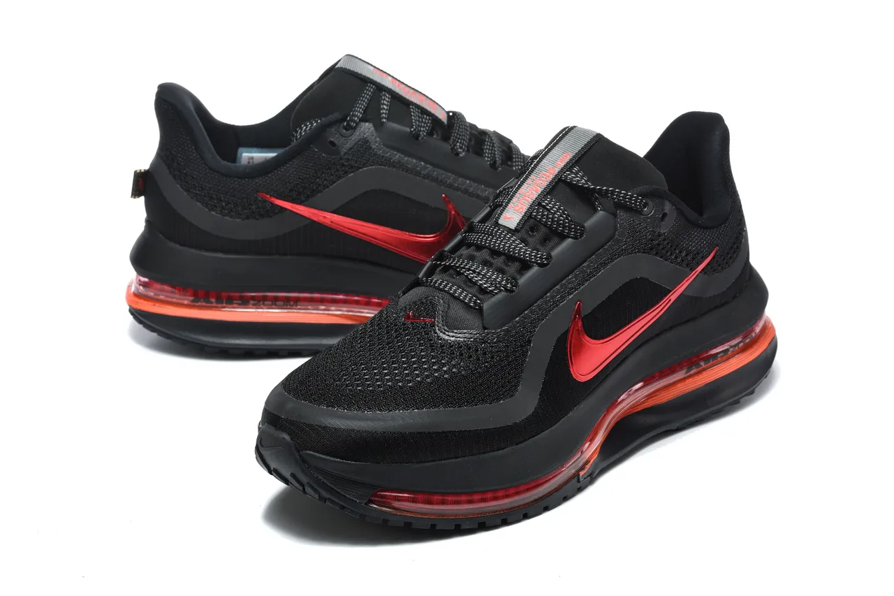 Nike Black Red Knit Upper Metallic Swoosh Lifestyle Sneakers 4