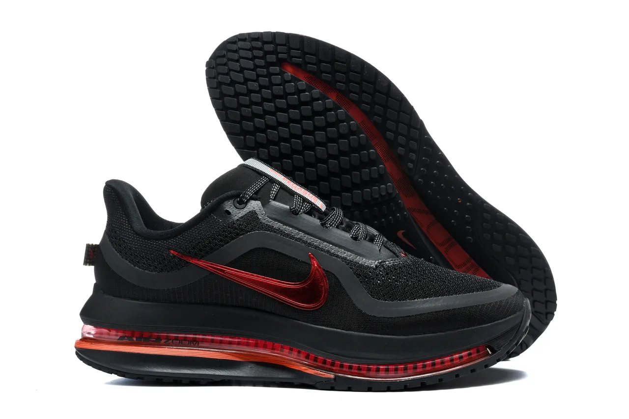 Nike Black Red Knit Upper Metallic Swoosh Lifestyle Sneakers 5