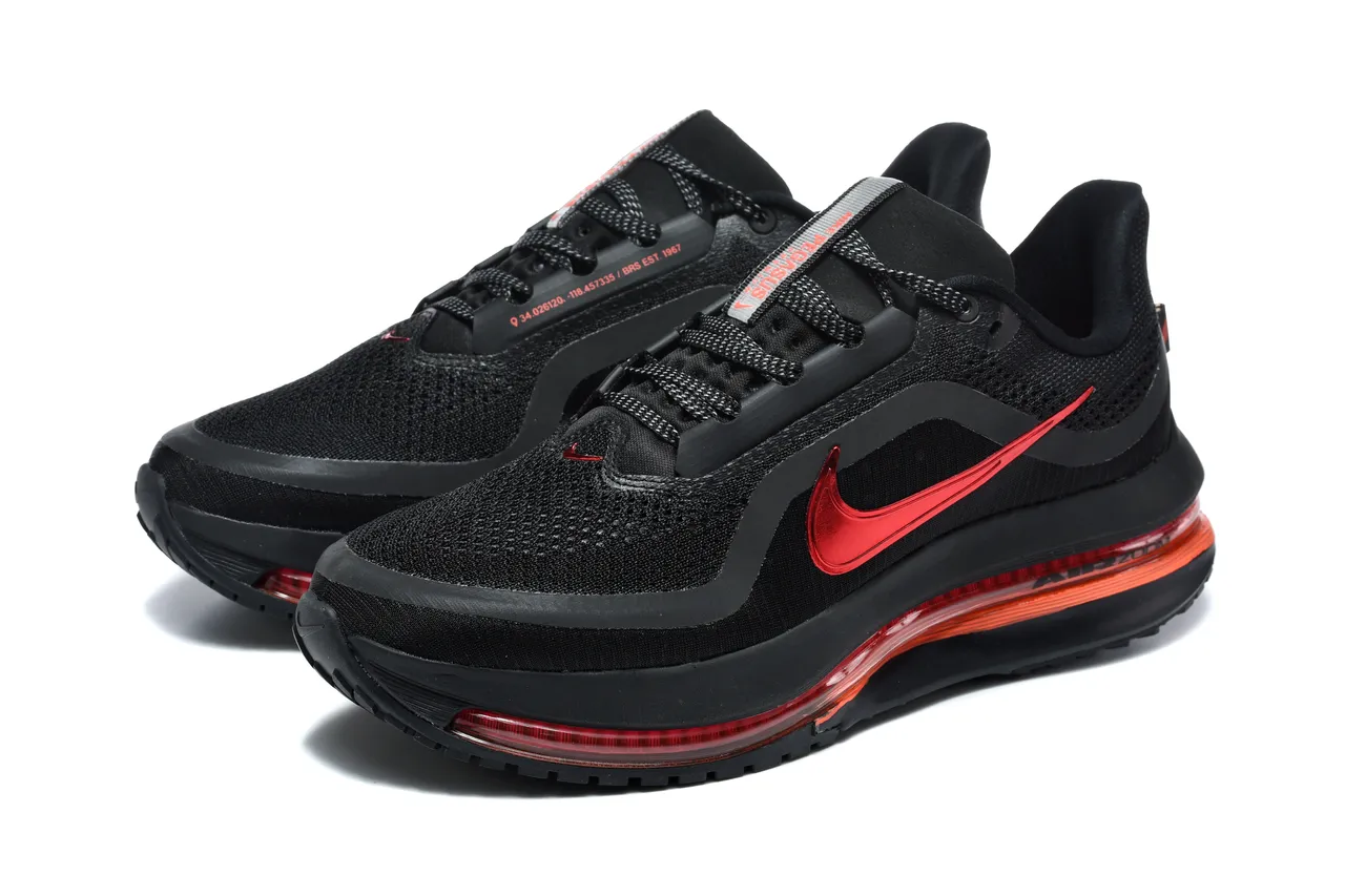 Nike Black Red Knit Upper Metallic Swoosh Lifestyle Sneakers 6