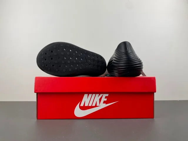 Nike Negro Rojo Moldeado Monolítico Construcción Acanalado Suela Intermedia Zueco 14